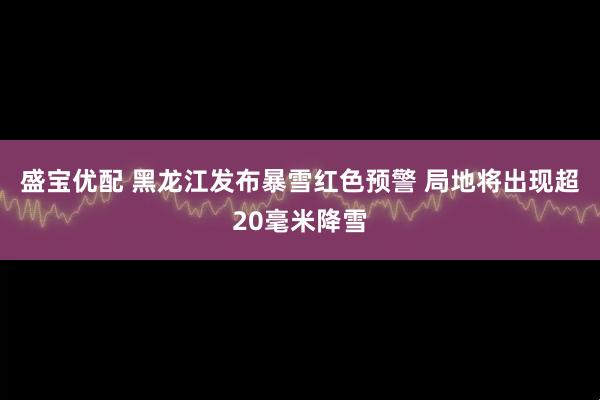 盛宝优配 黑龙江发布暴雪红色预警 局地将出现超20毫米降雪