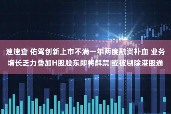 速速查 佑驾创新上市不满一年两度融资补血 业务增长乏力叠加H股股东即将解禁 或被剔除港股通