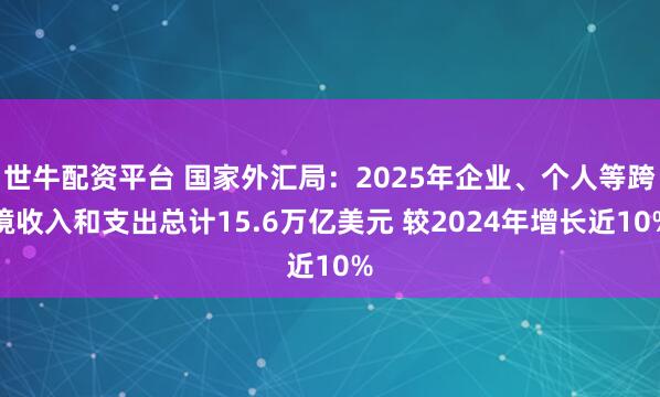 世牛配资平台 国家外汇局：2025年企业、个人等跨境收入和支出总计15.6万亿美元 较2024年增长近10%