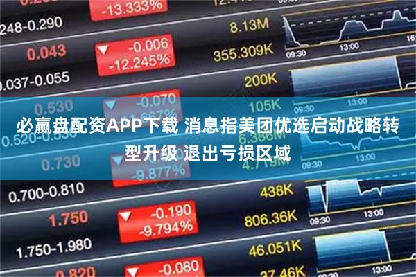 必赢盘配资APP下载 消息指美团优选启动战略转型升级 退出亏损区域